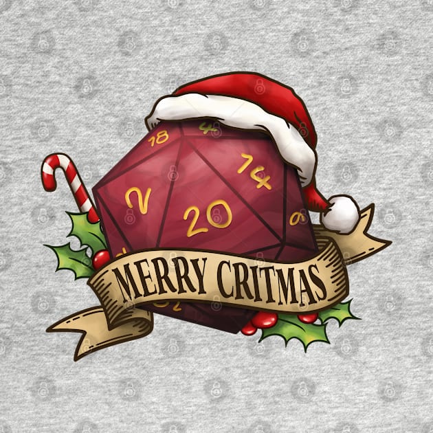 D20 Merry Critmas Dice Red by Takeda_Art